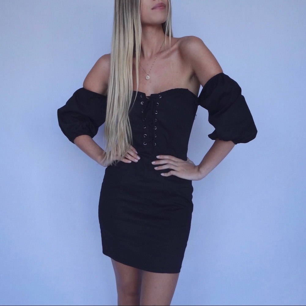 ASTR Lace Up Off The Shoulder Dress